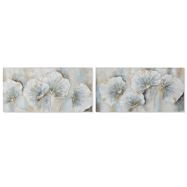 Maleri Home ESPRIT Blå Gylden Lærred Træ MDF Traditionel 120 x 3 x 60 cm (2 enheder)