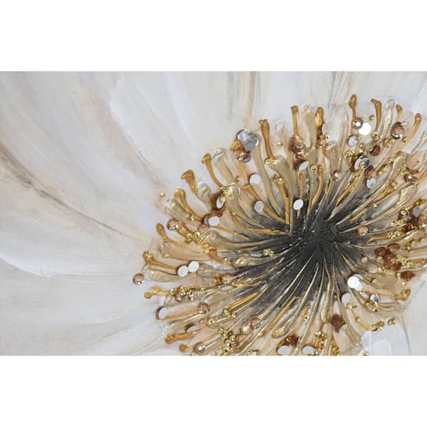 Maalaus Home ESPRIT Beige Kullattu Kangas Puu MDF Kukka Romanttinen 60 x 3 x 60 cm (2 osaa)