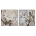 Miniatyrbilde 1 av 4: Maleri Home ESPRIT Beige Gyllen Læret Tre MDF Moderne Blomster 80 x 3 x 80 cm (2 enheter)