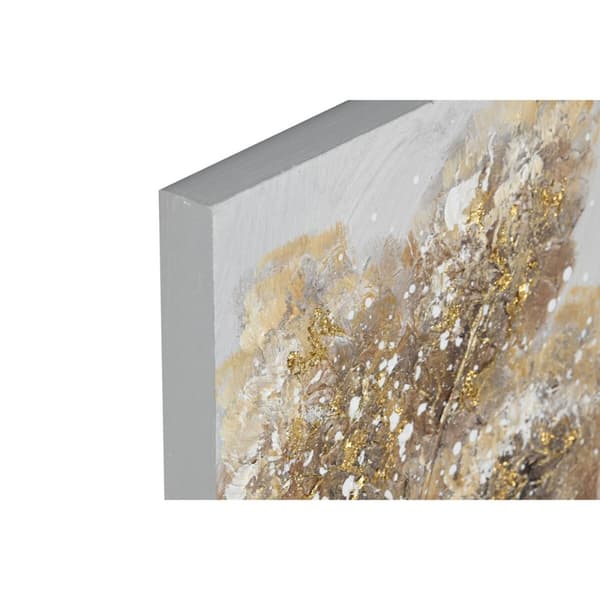 Maleri Home ESPRIT Gyllen Læret Tre MDF Tre Tradisjonell 30 x 3 x 90 cm (2 enheter)