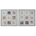 Miniatyrbilde 1 av 4: Maleri Home ESPRIT Brun Beige polystyren Læret Kvadrat Urban 82 x 5 x 82 cm (2 enheter)