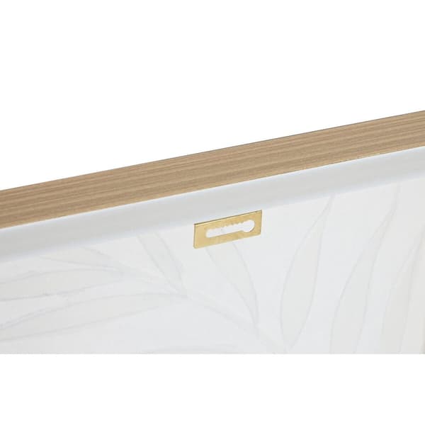 Tavla Home ESPRIT Vit Gyllene Kanvas Trä MDF Modern Löv av en växt 42 x 4 x 42 cm (2 antal)