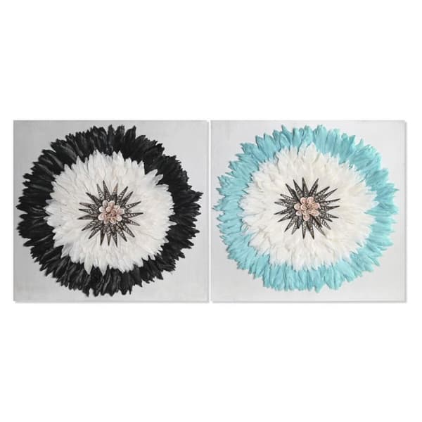 Seinäkoriste DKD Home Decor Valkoinen Musta 60 x 6 x 60 cm (2 osaa)