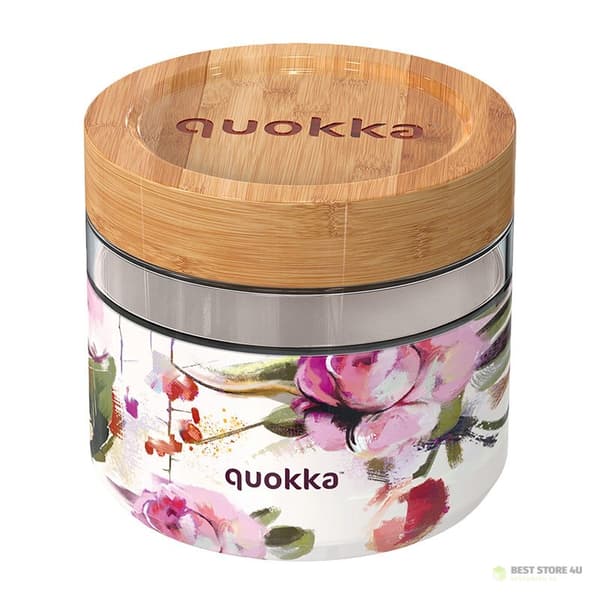 Quokka Deli -ruokapurkki - lasinen ruokarasia / lounasrasia 820 ml (tummat kukat)