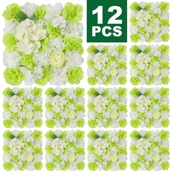 Konstgjorda Blommor, 12 Stycken, Sidenmaterial, Dekorativ Väggpanel,Ljusgrön