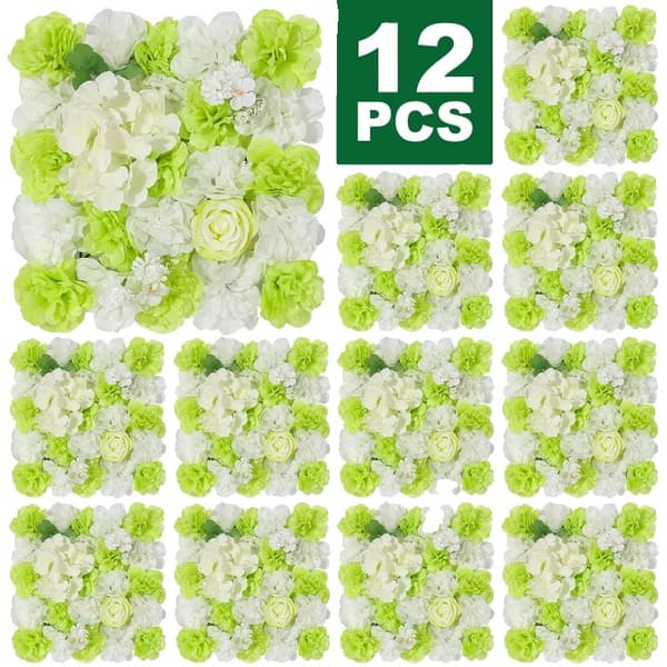 Konstgjorda Blommor, 12 Stycken, Sidenmaterial, Dekorativ Väggpanel,Ljusgrön
