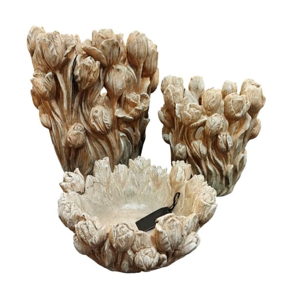 Vase Home ESPRIT Grey Cement Tulip 29 x 27 x 32 cm