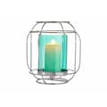 Pikkukuva 2 / 3: Candleholder Silver Blue Lantern Metal Glass (19 x 20 x 19 cm)
