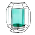 Pikkukuva 1 / 3: Candleholder Silver Blue Lantern Metal Glass (19 x 20 x 19 cm)