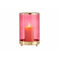 Pikkukuva 2 / 3: Candleholder Pink Golden Cylinder Metal Glass (12,2 x 19,5 x 12,2 cm)