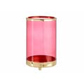 Pikkukuva 1 / 3: Candleholder Pink Golden Cylinder Metal Glass (12,2 x 19,5 x 12,2 cm)