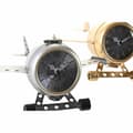 Miniatyrbillede 2 af 3: Table clock DKD Home Decor 23 x 16 x 13 cm Aeroplane Crystal Silver Golden Iron (2 Units)