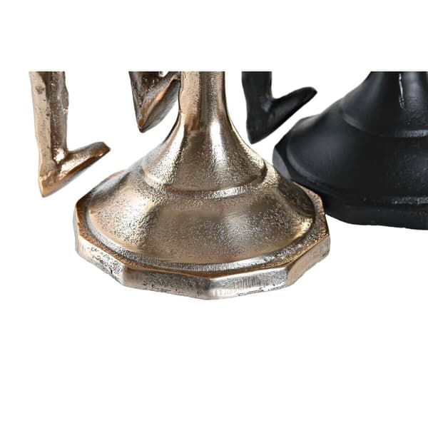 Candle Holder DKD Home Decor 12 x 10 x 27 cm Champagne Black Aluminium Modern (2 Units)
