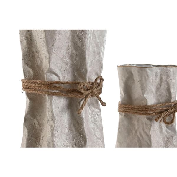 Set of 3 Vases Home ESPRIT Beige Metal Rope 17 x 17 x 54 cm (3 Pieces)
