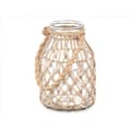 Pikkukuva 2 / 3: Candleholder Tin Transparent Natural Glass Rope 17 x 25 cm (4 Units)