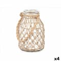 Pikkukuva 1 / 3: Candleholder Tin Transparent Natural Glass Rope 17 x 25 cm (4 Units)