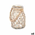 Pikkukuva 1 / 3: Candleholder Tin Transparent Natural Glass Rope 14 x 21 cm (6 Units)