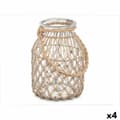 Miniatyrbillede 1 af 3: Candleholder Tin Transparent Natural Glass Rope 20 x 30 cm (4 Units)