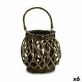Miniatyrbillede 1 af 3: Candleholder Grey Brown wicker Glass 29,5 x 24 x 22 cm (6 Units)