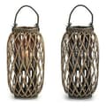 Pikkukuva 1 / 2: Candleholder Brown wicker Glass 11,5 x 12 cm