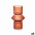 Pikkukuva 1 / 2: Vase Stripes Orange Crystal 9,5 x 16,5 x 9,5 cm (8 Units)