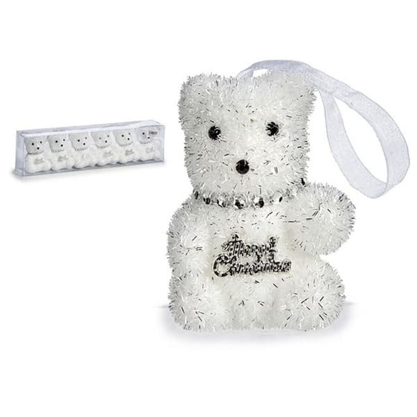 Christmas Decorations Set Krist+ 00534 White Silver Bear 5,5 x 7 x 5,5 cm (12 Units)