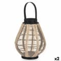Pikkukuva 1 / 4: Candleholder Lantern With handle Beige Wood Cloth 25 x 30 x 25 cm (2 Units)
