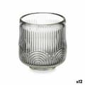 Miniatyrbillede 1 af 4: Candleholder Stripes Grey Crystal 7,5 x 7,8 x 7,5 cm (12 Units)