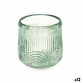 Miniatyrbillede 1 af 4: Candleholder Stripes Green Crystal 9 x 9,5 x 9 cm (12 Units)