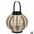 Miniatyrbillede 1 af 4: Candleholder Lantern With handle Beige Wood Cloth 30 x 30 x 30 cm (2 Units)