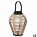 Miniatyrbild 1 av 4: Candleholder Lantern With handle Beige Wood Cloth 25 x 30 x 25 cm (2 Units)