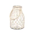 Pikkukuva 2 / 3: Candleholder Tin White Transparent Glass Rope 17 x 25 cm (4 Units)