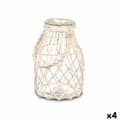 Pikkukuva 1 / 3: Candleholder Tin White Transparent Glass Rope 17 x 25 cm (4 Units)