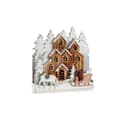 Pikkukuva 1 / 2: Decorative Figure White Brown Wood Town 44 x 44,5 x 6 cm Christmas