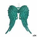 Pikkukuva 1 / 2: Christmas bauble Angel Wings Green Plastic Glitter 13 x 14,5 x 2,5 cm (24 Units)