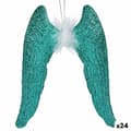 Pikkukuva 1 / 2: Christmas bauble Angel Wings Green Plastic Glitter 12,5 x 15 x 2,5 cm (24 Units)