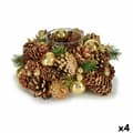 Miniatyrbild 1 av 2: Christmas Candle Holder Brown Transparent Golden Glass Plastic 19 x 9 x 19 cm (4 Units)