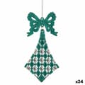 Pikkukuva 1 / 2: Christmas bauble Lasso Rhombus Green Plastic Glitter 7,5 x 1 x 15,5 cm (24 Units)