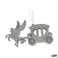 Pikkukuva 1 / 2: Christmas bauble Magical Carriage Silver Plastic Glitter 15,5 x 8,5 x 4,5 cm (24 Units)