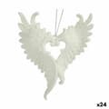 Pikkukuva 1 / 2: Christmas bauble Angel Wings White Plastic Glitter 12 x 13 x 2,5 cm (24 Units)