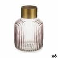 Miniatyrbild 1 av 3: Vase Stripes Pink Golden Glass 14,5 x 22 x 14,5 cm (6 Units)