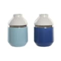 Miniatyrbild 1 av 3: Vase DKD Home Decor 12 x 12 x 18,5 cm Silver White Sky blue Navy Blue Stoneware (2 Units)