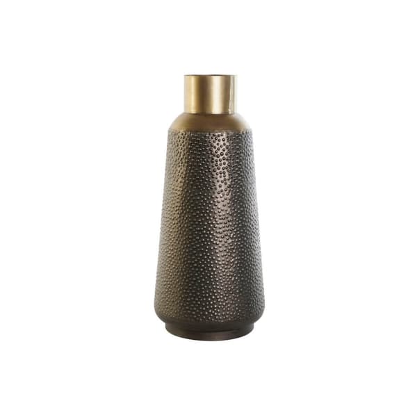 Vase DKD Home Decor Grey Golden Dark grey Metal Modern 25 x 25 x 56,5 cm