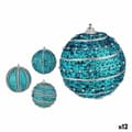 Pikkukuva 1 / 2: Set of Christmas balls With relief Ø 8 cm Blue PVC (12 Units)