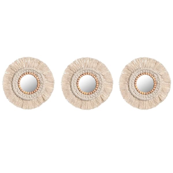 Mirror Set Home ESPRIT White Boho 20 x 1 x 20 cm (3 Pieces)