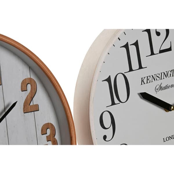 Wall Clock Home ESPRIT White Crystal MDF Wood 32 x 4,5 x 32 cm (2 Units)