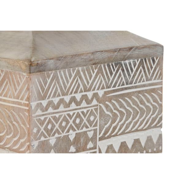 Vase Home ESPRIT White Natural Mango wood Colonial 18 x 18 x 30,5 cm