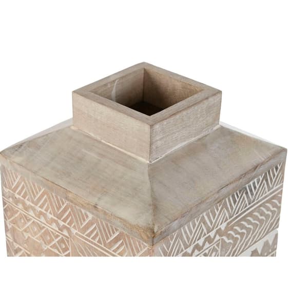 Vase Home ESPRIT White Natural Mango wood Colonial 18 x 18 x 30,5 cm