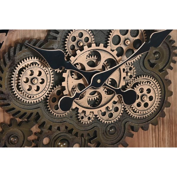 Wall Clock Home ESPRIT Black Golden Natural Crystal Iron Vintage 67 x 9 x 67 cm