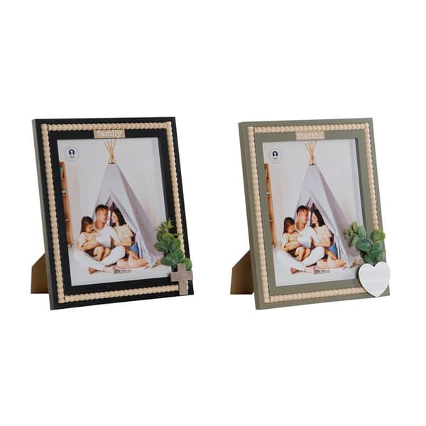 Photo frame Home ESPRIT Black Green Natural Crystal MDF Wood Scandinavian 26,5 x 2 x 31,5 cm (2 Units)